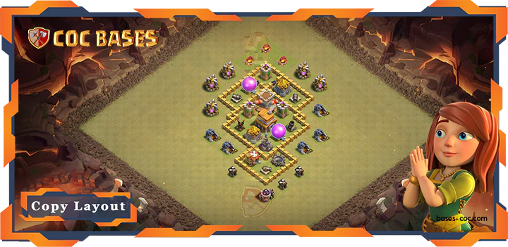 Top Anti 2 Stars Base TH5 with Link, Hybrid, War / CWL Layout – Clash of Clans (52)