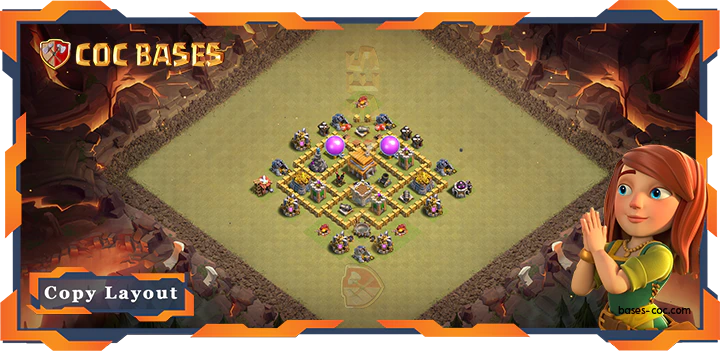 Top Base TH5 with Link, Anti Air, Anti 2 Stars, War / CWL Layout – Clash of Clans (57)
