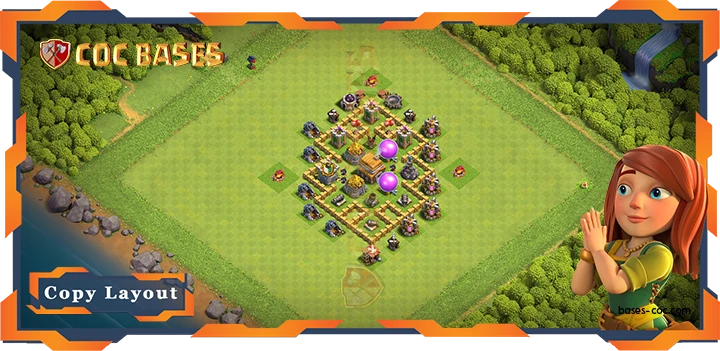 Top Base TH5 with Link, Anti 2 Stars, Hybrid, Farming Layout – Clash of Clans (31)