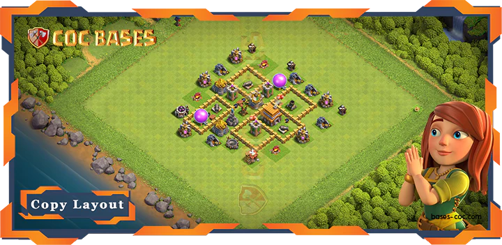 Top Anti 2 Star Base TH5 with Link, Anti Everything Layout – Clash of Clans (38)