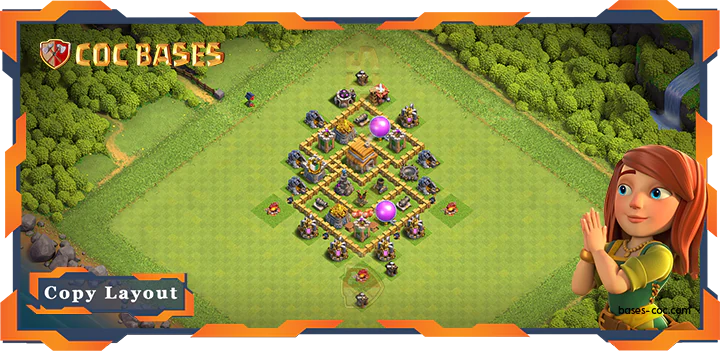 Top Hybrid Base TH5 Max Levels with Link, Anti Air, Farming Layout – Clash of Clans (36)