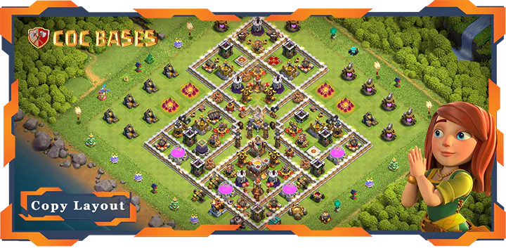 Top Anti 2 Star Base TH11 with Link, Anti Everythiing Layout – Clash of Clans (276)