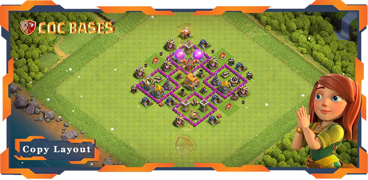 Top Anti 3 Star Base TH6 with Link, Hybrid Layout – Clash of Clans (109)