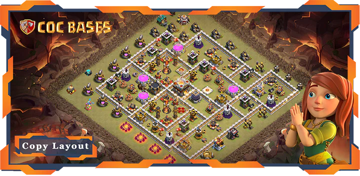 Top Base TH11 with Link, Anti 2 Star, Hybrid Layout – Clash of Clans (311)