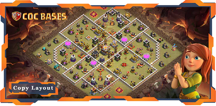 Top Base TH11 with Link, War/CWL, Anti 2 Star, Anti Everythiing Layout – Clash of Clans (285)