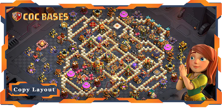 Top Base TH16 with Link, War/CWL, Defence Layout – Clash of Clans (70)