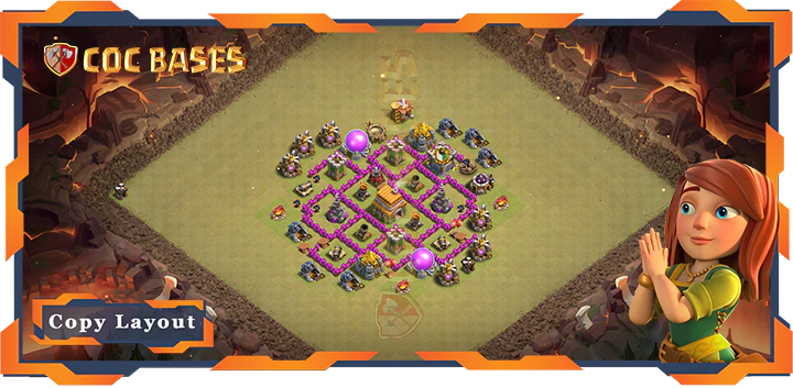 Top Base TH6 with Link, War/CWL, Anti 3 Star Layout – Clash of Clans (100)