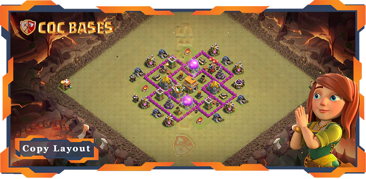 Top Base TH6 with Link, War/CWL, Anti 2 Star, Anti Everything Layout – Clash of Clans (85)
