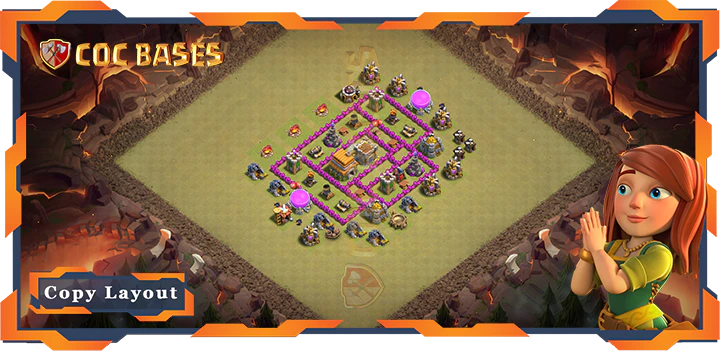 Top Base TH6 with Link, War.CWL, Anti 3 Star Layout – Clash of Clans (118)