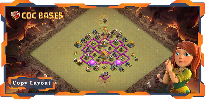 Top Base TH6 with Link, War/CWL, Anti 2 Star, Anti Air Layout – Clash of Clans (91)