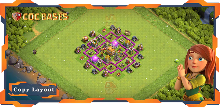 Top Base TH6 with Link, Farming, Anti 3 Star, Hybrid Layout – Clash of Clans (78)