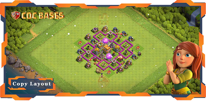 Top Farming Base TH6 with Link, Hybrid, Anti 3 Star Layout – Clash of Clans (102)