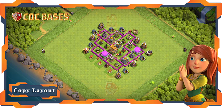 Top Farming Base TH6 with Link, Hybrid Layout – Clash of Clans (121)