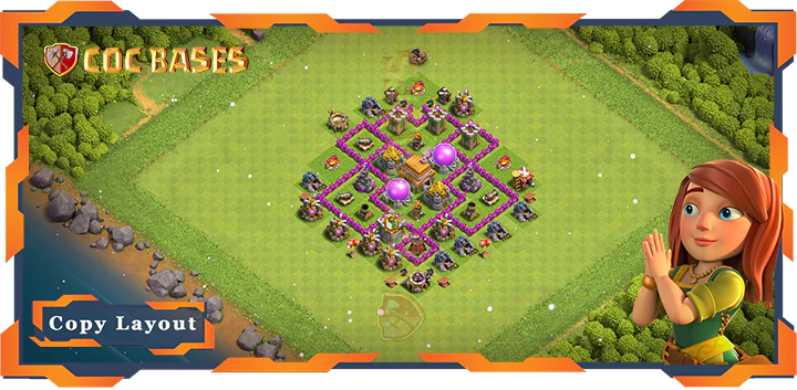 Top Farming Base TH6 max levels with Link, Hybrid Layout – Clash of Clans (96)