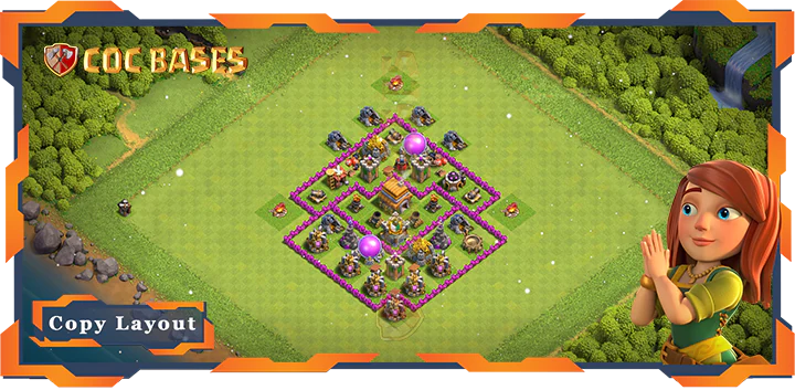 Top Hybrid Base TH6 with Link, Anti 3 Star Layout – Clash of Clans (103)