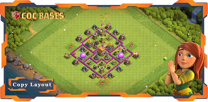 Top Hybrid Base TH6 with Link, Anti 3 Star Layout – Clash of Clans (93)