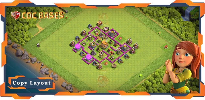 Top Trophy Base TH6 with Link, Defense Layout Clash of Clans (138)