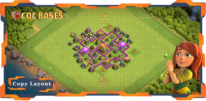 Top Trophy Base TH6 with Link, Hybrid, Anti Everything Layout – Clash of Clans (92)