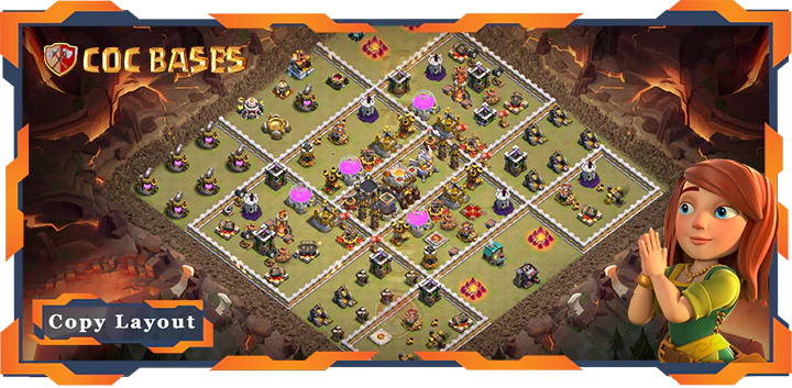 Top War Base TH11 with Link, Anti 2 Star, Hybrid Layout – Clash of Clans (277)