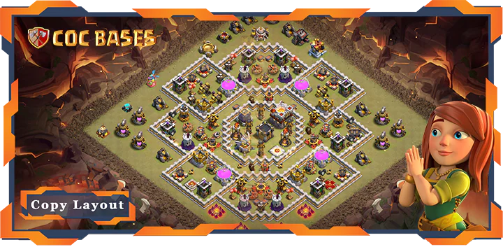 Top War Base TH11 with Link, Anti 3 Star Layout – Clash of Clans (278)