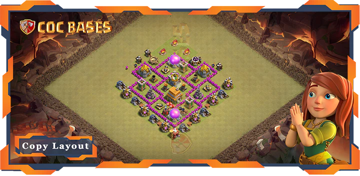 Top War Base TH6 with Link, Anti 3 Star, Hybrid Layout – Clash of Clans (111)