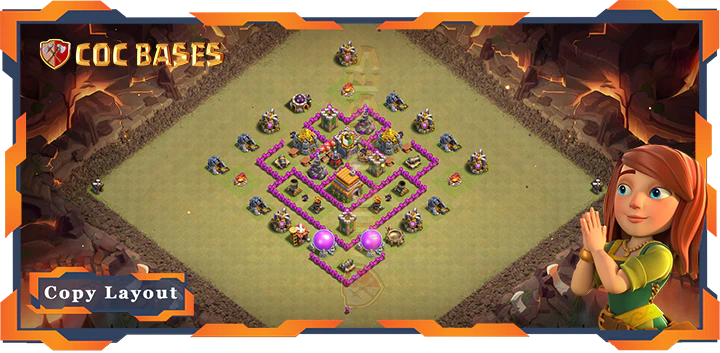 Top War Base TH6 with Link, Anti 3 Star, Anti Everything Layout – Clash of Clans (112)