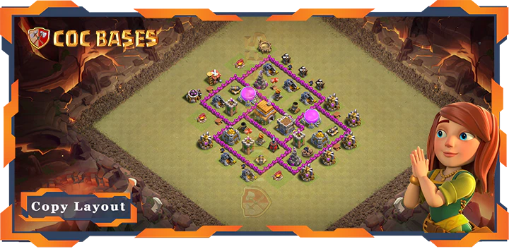 Top War Base TH6 with Link, Anti Everything, Anti 2 Star Layout – Clash of Clans (137)