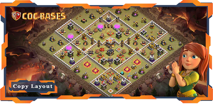 Top War Base TH11 with Link, Anti Air Electro/Dragon Layout – Clash of Clans (300)