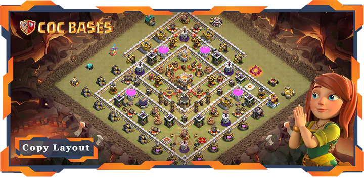 Top War Base TH11 with Link, Anti 2 Star, Hybrid Layout – Clash of Clans (283)