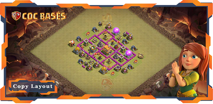 Top War Base TH6 with Link, Anti 3 star Layout – Clash of Clans (108)