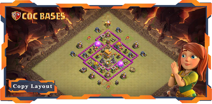 Top War Base TH6 with Link, Anti 2 Star, Hybrid Layout – Clash of Clans (87)