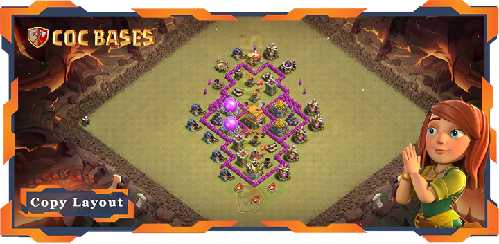 Top War Base TH6 with Link, Hybrid, Defense Layout – Clash of Clans (101)