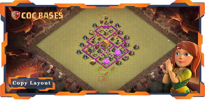 Top War Base TH6 with Link, Anti Air, Anti 2 Star Layout – Clash of Clans (144)