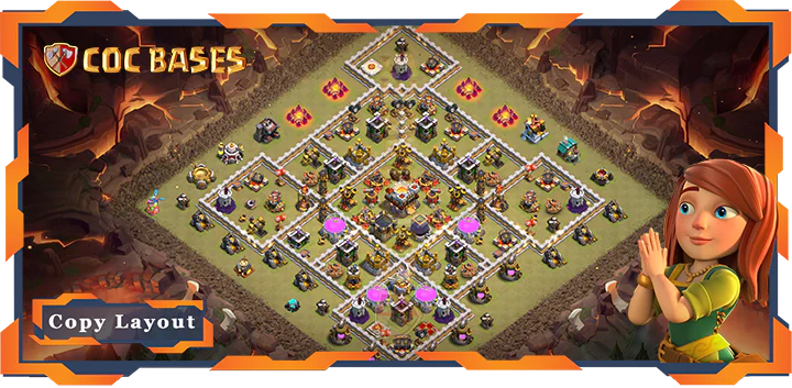 Top War Base TH11 with Link, Anti 3 Star, Anti Air Electro/Dragon Layout – Clash of Clans (308)