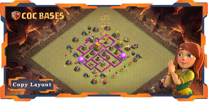 Top War Base TH6 with Link, Anti 3 Star, Anti Everything Layout – Clash of Clans (106)