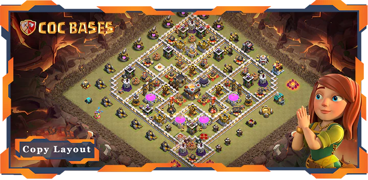 Top War Base TH11 with Link, Hybrid, Anti Everything Layout – Clash of Clans (298)