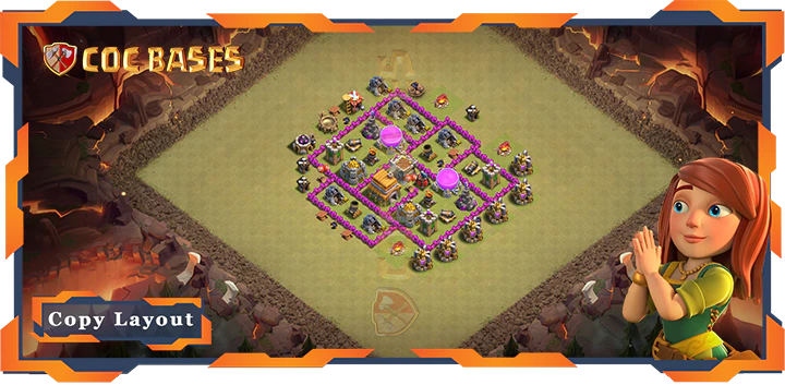 Top War Base TH6 with Liink, Anti 2 Star, Hybrid Layout – Clash of Clans (122)