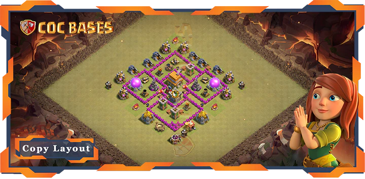 Top War Base TH6 with Link, Anti 2 Star, Anti Everything Layout – Clash of Clans (110)