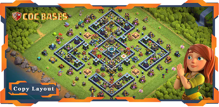 Top Anti 2 Star Base TH13 with Link, Hybrid Layout – Clash of Clans (360)
