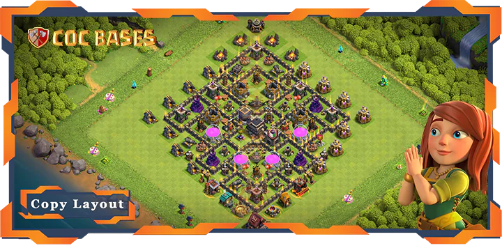 Top Anti 2 Star Base TH9 with Link, Hybrid Layout – Clash of Clans (308)