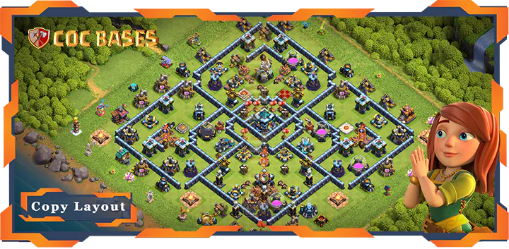 Top Anti 3 Star Base TH13 with Link, Hybrid Layout – Clash of Clans (373)