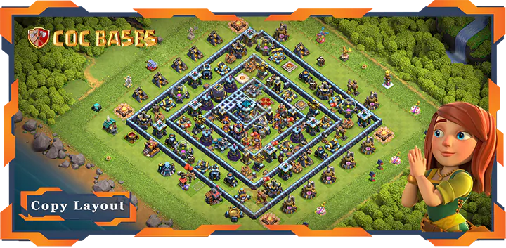 Top Anti 3 Star Base TH13 with Link, Hybrid Layout – Clash of Clans (332)