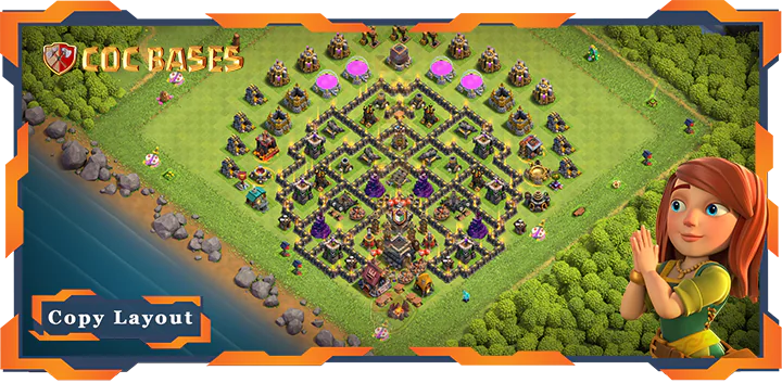 Top Anti 3 Star Base TH9 with Link – Clash of Clans (319)
