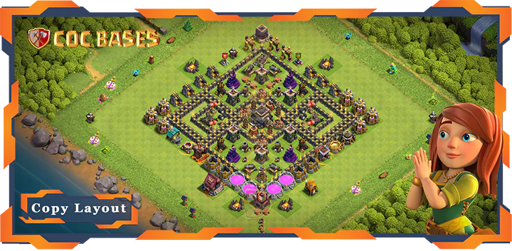 Top Anti Trophy Base TH9 with Link, Defense Layout – Clash of Clans (320)