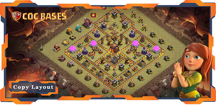 Top Base TH10 with Link, War/CWL, Anti Everything, Anti 2 Star Layout – Clash of Clans (460)