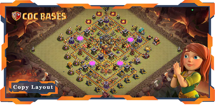 Top Base TH10 with Link, War/CWL, Hybrid Layout – Clash of Clans (489)