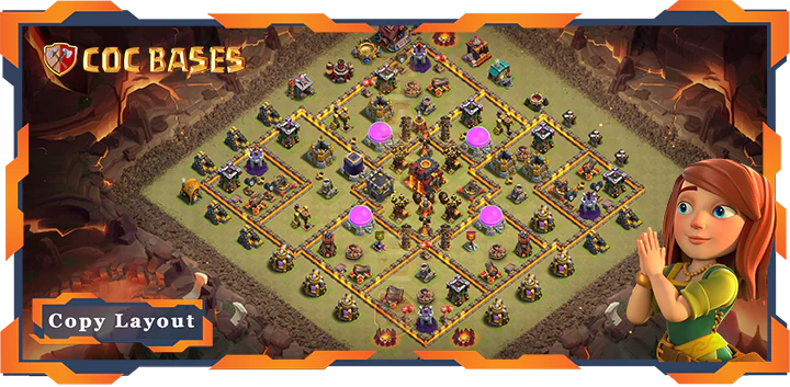 Top Base TH10 with Link, War/CWL, Anti Everything Layout – Clash of Clans (458)
