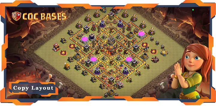 Top Base TH10 with Link, War/CWL, Hybrid Layout – Clash of Clans (491)