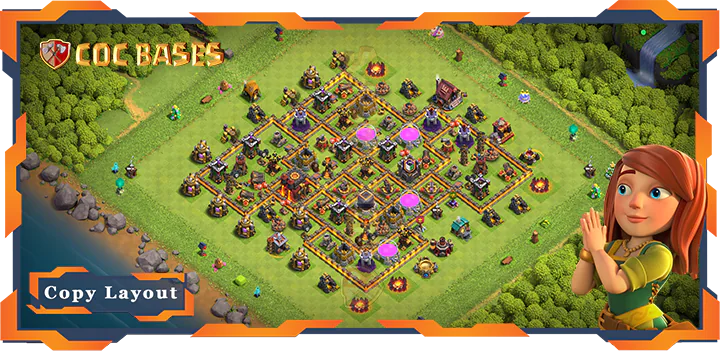 Top Base TH10 with Link, Farming, Anti Air/Dragon Layout – Clash of Clans (484)