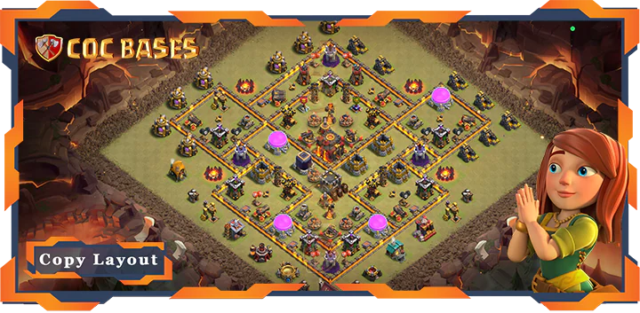 Top Base TH10 with Link, War/CWL, Anti Everything, Anti 2 Star Layout – Clash of Clans (451)